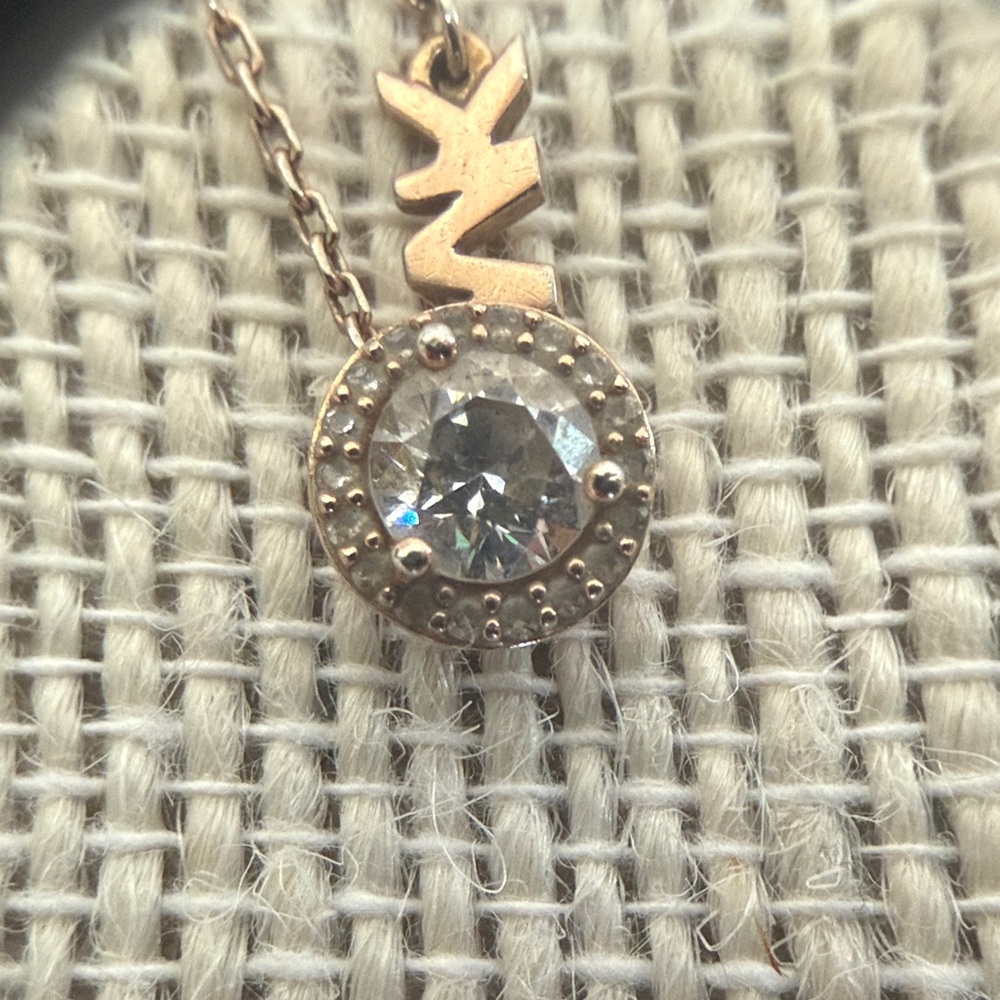 Michael Kors Rose Gold with Crystal Charm Brilliance CZ Pendant Necklace - Picture 12 of 13